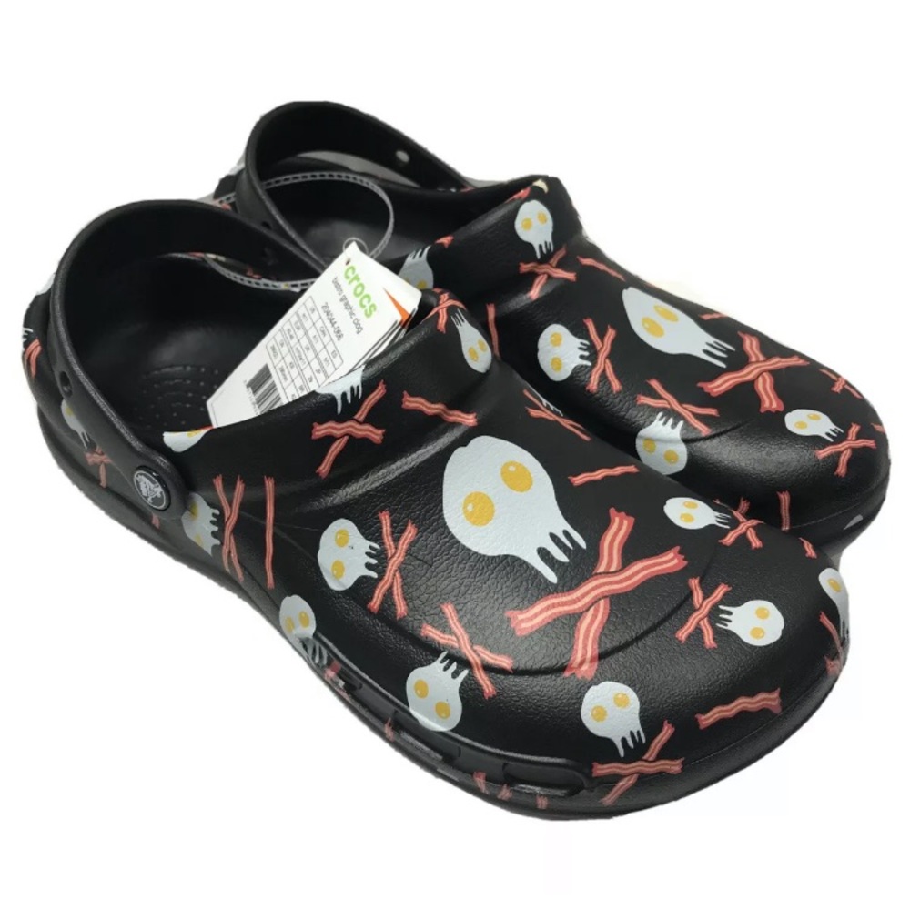Crocs Bistro Graphic Clogs Men’s Sz 11 Eggs Bacon